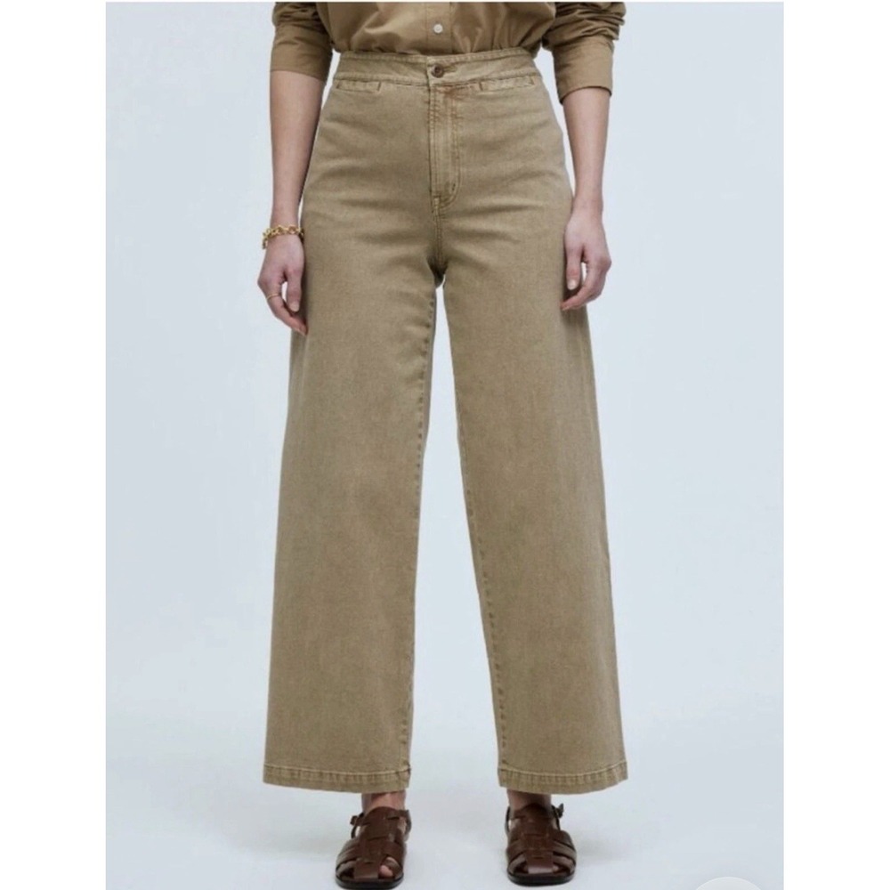 NWT Madewell‎ The Emmett Wide-leg Crop Pant Welt Pocket Edition Drill Khaki 33P
